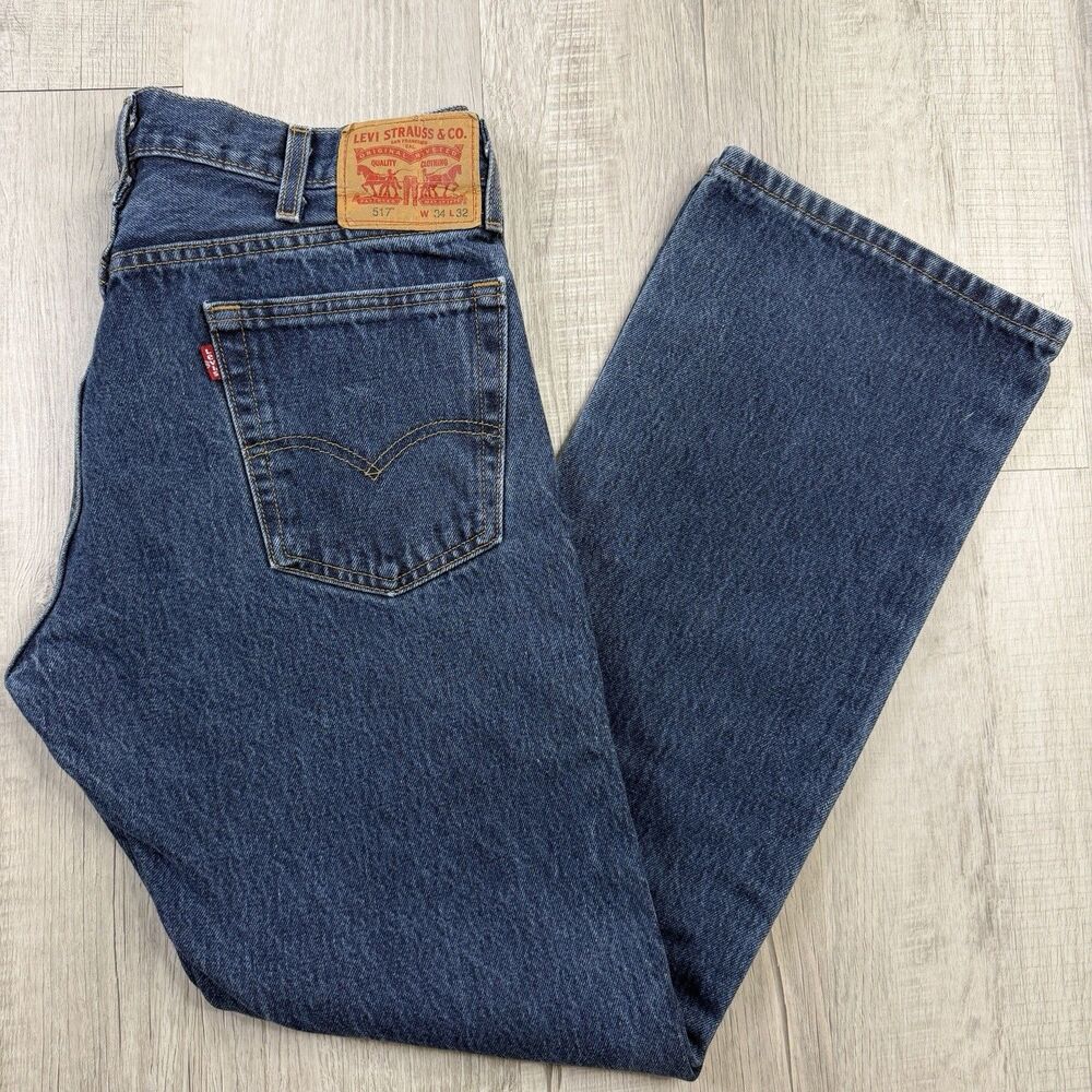 Levi's 517 Jeans Men's 34X32 Blue Dark Wash Denim Bootcut Vintage Y2K O